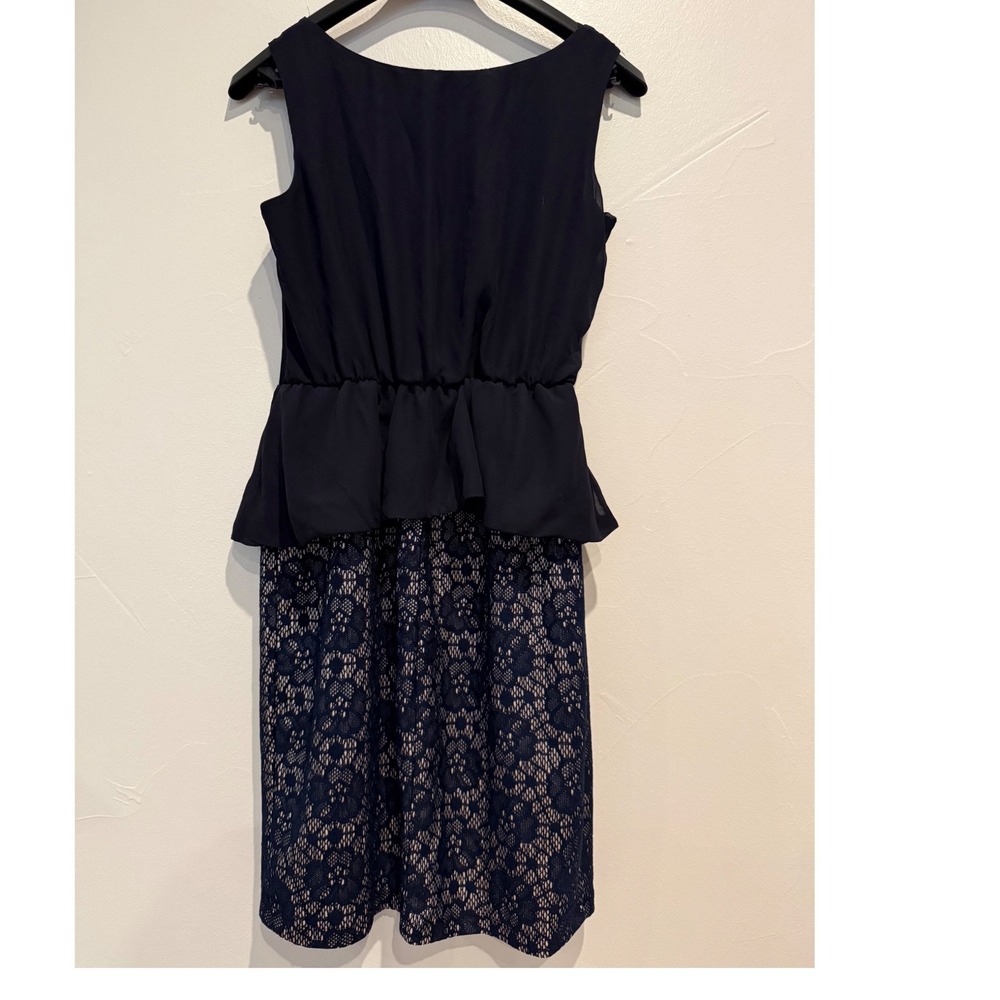 Enfocus Studio Navy Peplum Lace Skirt Dress Size 8 Cocktail Party Wedding #1164N